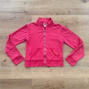 Fiorucci Rare Vintage Y2K Coral Pink Zip-Up Jacket Raw-Edge Logo Track Size M